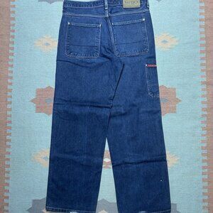 Vintage y2k nautica carpenter jeans baggy wide leg pipes dark wash skater 33x32